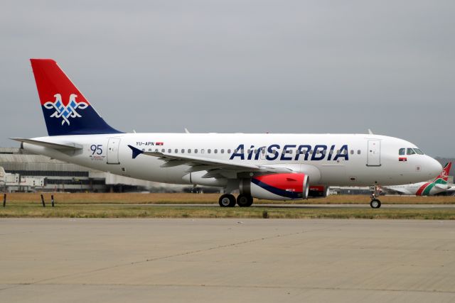 Airbus A319 (YU-APN) - Taxiing to depart rwy 09R on 18-Jun-22 operating flight ASL381 to LYPG on its first visit to EGLL.