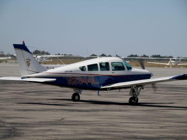 Beechcraft Sierra (N3344L) - N3344L taxis to the active at Blue Grass Airport (KLEX) bound for Chester County G O Carlson (KMQS)