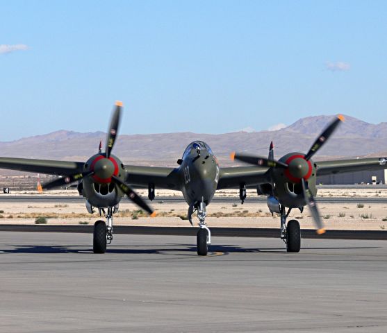 Lockheed P-38 Lightning — - P-38 taxing to park after demo.