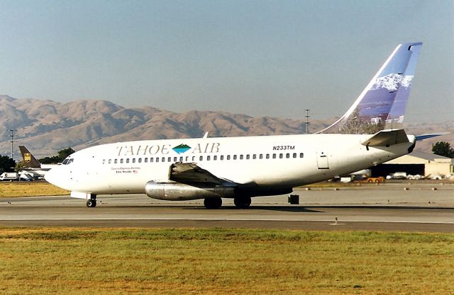 Boeing 737-200 (N233TM) - KSJC- short lived Tahoe Air set to depart 30L for a late PM run to RNO. This jet was with Casino Express as the same reg.
