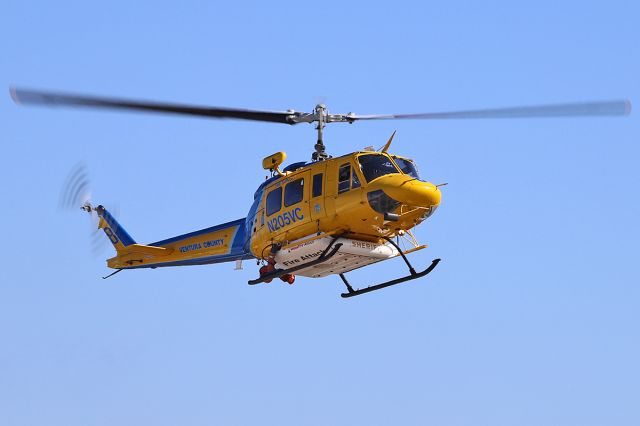 Bell UH-1V Iroquois (N205VC) - The first capture of this aircraft in this database. Bell 205A-1 UH1 flying over during the Camarillo Air Show on Aug. 23, 2014.