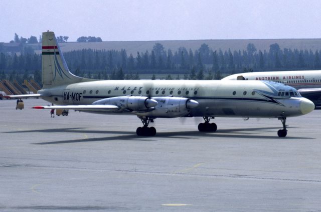 Ilyushin Zebra (HA-MOF) - IL-18V in August 1969 at Vienna (LOWW)