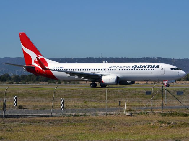 Boeing 737-800 (VH-VXP) - On taxi-way heading for take off on runway 05. Thursday 12th April 2012.
