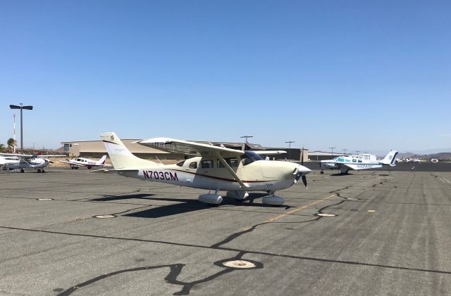 Cessna 206 Stationair (N703CM) - Cessna 206 sitting on the ramp at French Valley