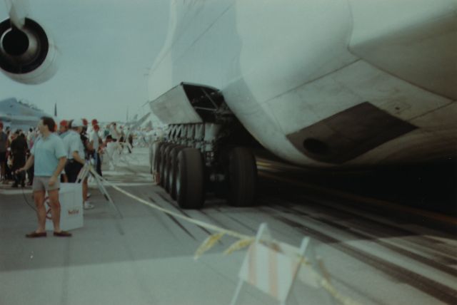 Antonov An-225 Mriya (CCCP82060) - Massive landing gear of a Russian Air Force AN-225 at the Air Power Air Show summer on 1981