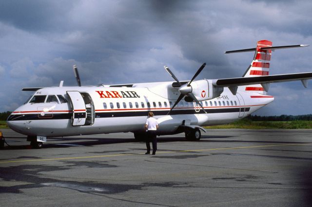 ATR ATR-72 (OH-KRE) - July 1991 at Savonlinna - sorry for the fence !