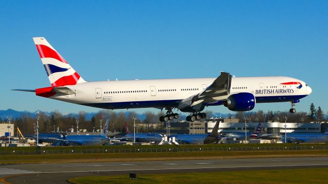 BOEING 777-300ER (G-STBO) - BOE863 on short final to Rwy 16R to complete a test flight on 12.2.20. (B777-336(ER) / ln 1675 / cn 66584).  The aircraft is using temporary reg #N5014K.