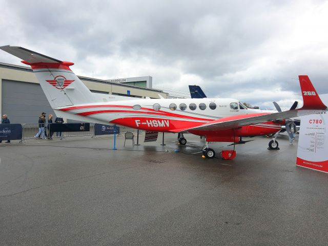 Beechcraft Super King Air 200 (F-HSMV) - On display at Aero Friedrichshafen on 20-Apr-23, returning to LFSL two days later.