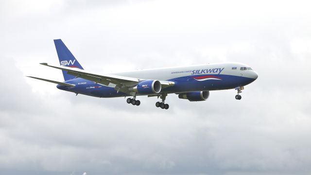 BOEING 767-300 (4K-SW808) - BOE551(LN:1027) on final approach to runway 16R to conclude a flight test on 5/4/12. The customer is Azerbaijan Cargo/SilkWay (AZQ).