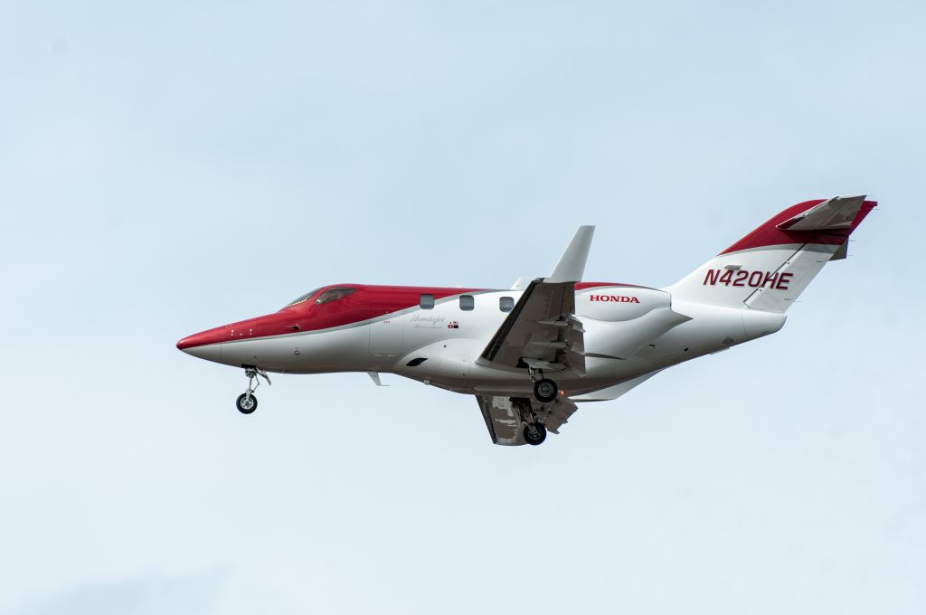 Honda HondaJet (N420HE) - 10May2015 rnwy26: HDJT(HA420) N420HE(Honda Europe) from tour of Japan across Canada and heading to Europe for show and tell eventually Paris Airshow in June.