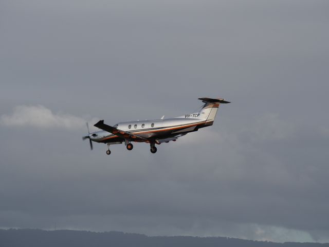 Pilatus PC-12 (VH-TCP) - Coming in to land on Runway 05 