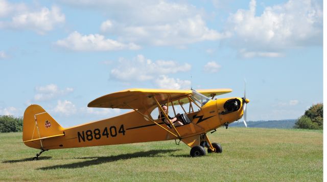 N88404 — - This 1946 Piper is waiting for clearance to taxi for takeoff, summer 2018.