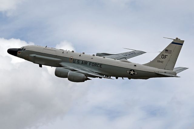 Boeing C-135B Stratolifter — - RC-135 climbing out of Mildenhall, Suffolk, UK, for another long-range mission.