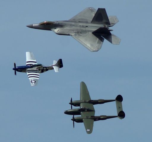 N17630 — - Heritage flight at KLAL on April 6, 2014 with N17630/417630 "Glacier Girl" pilot Steve Hinton, TF-51D NL351DT/4413806 "Crazy Horse" pilot Lee Lauderback and a F-22 Raptor.