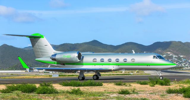 T7-GCC — - Gulf Stream 450VI lining up at St Maarten for departure.