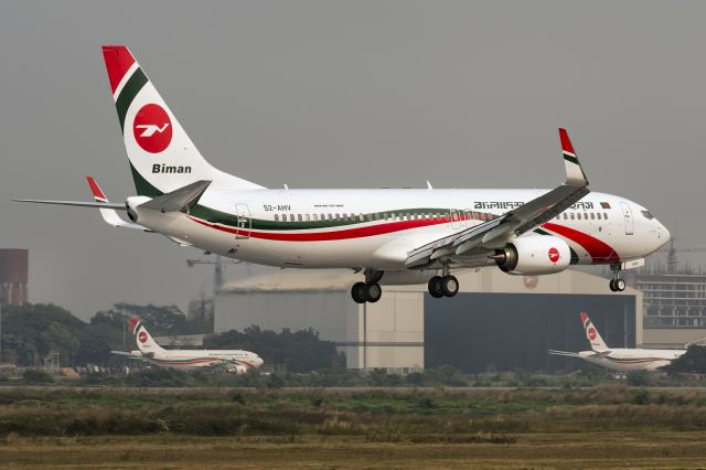 Boeing 737-800 (S2-AHV) - 25th Dec., 2015; Delivery flight about to land in Dhaka.