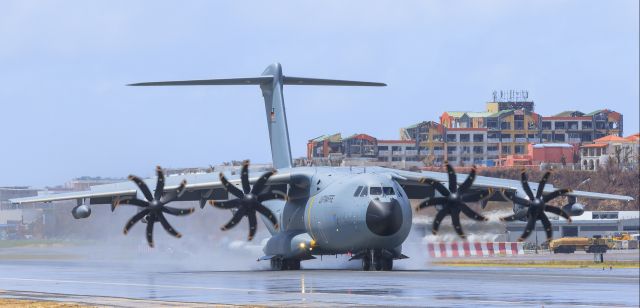 AIRBUS A-400M Atlas (N5409) - The germans at it again on a wet runaway at TNCM St Maarten