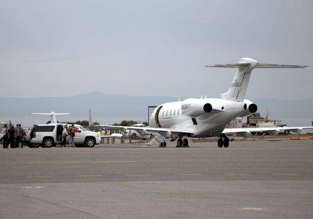 Bombardier Challenger 300 (N549XJ) - KMRY - this is one of the biggest crowds Ive seen board a Bizjet at KMRY!