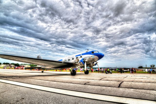 Douglas DC-3 (N28AA) - Lee Gilmer Memorial Field 50th annual Cracker Experimental Fly In  arrival of a Douglas DC-3.  HD enhanced photo