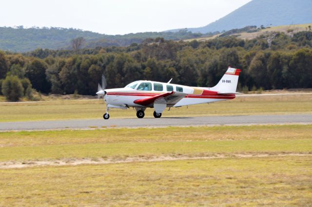 Beechcraft Bonanza (36) (VH-RNM) - Bonanza RNM departing RWY 23 at Flinders Island, Jan 2018