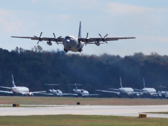 Lockheed C-130 Hercules (ANG31458) - 1 of 4 C130s departing 36C - 11/6/10 ***** Crashed/Destroyed 7/1/12 while fighting wildfires in South Dakota