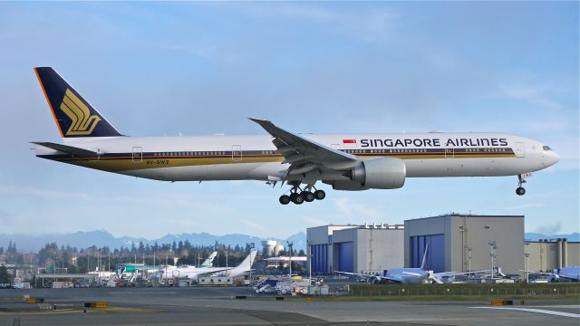 BOEING 777-300 (9V-SWZ) - BOE295 on final to Rwy 16R to complete its B1 flight on 1/13/15. (ln 1266 / cn 42239).