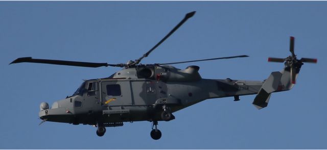 WESTLAND Super Lynx (ZZ-393) - AgustsWestland Wildcat AH1 ZZ393 over the Southern UK inbound RNAS Yeovilton [EGDY] 3rd October 2014 at 1500GMT