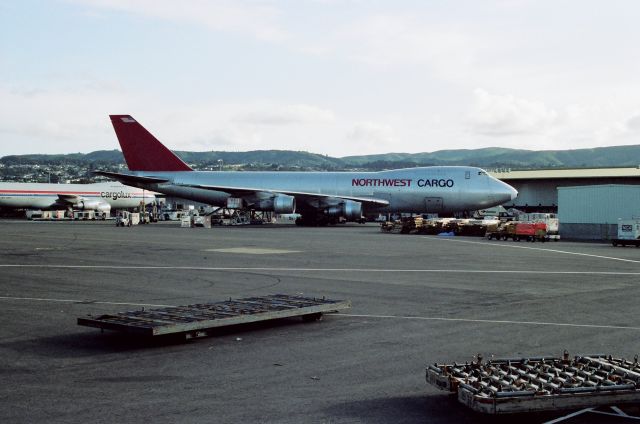 Boeing 747-200 (N629US) - KSFO - NWA cargo 747 on the ramp readied for HKG