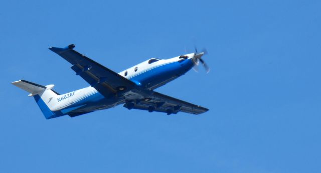 Pilatus PC-12 (N882AF) - Shortly after departure is this 2019 Pilatus PC-12/47E in the Autumn of 2022.