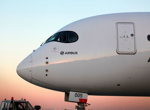 Airbus A350-900 (F-WWYB) - Sunrise Arrival at Sydney Aug 5 2014.