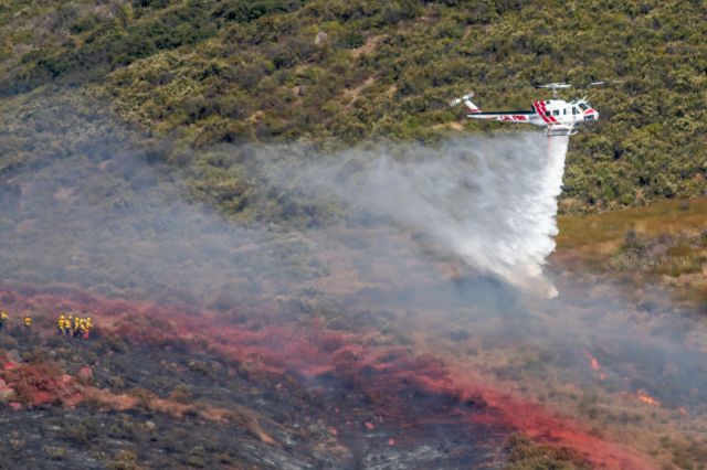 N488DF — - Retardant drops on small fire in Temecula, California on June 14, 2020. Note the crew on the ground!