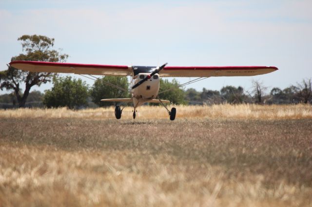 Cessna 140 (VH-YBY) - Private airstrip at Burnewang, Victoria, Australia