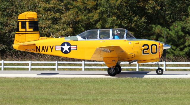 Beechcraft Mentor (N134TD) - A 1955 model Beech T-34B Mentor on a takeoff run at St. Clair County Airport, Pell City, AL, during Aviation Career Day 2022 - October 8, 2022.