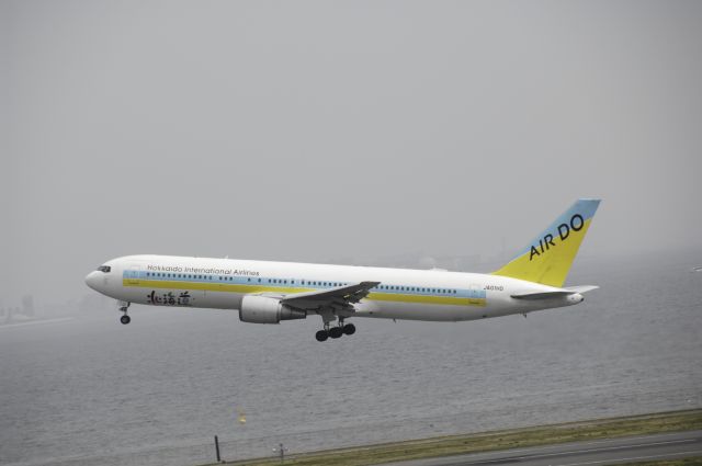 BOEING 767-300 (JA01HD) - Departure at Haneda Intl Airport Rwy34R on 2012/04/10 "Hokkaido Logo"