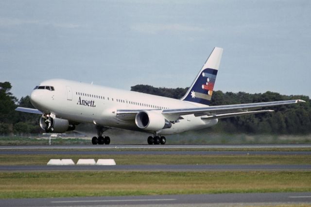 BOEING 767-200 (VH-RMD) - Departing off runway 05, Adelaide, South Australia, June 20, 1983. This was a regular Ansett service back in the day.