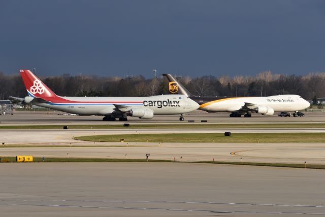 BOEING 747-8 (LX-VCB) - Two WX diversions from ORD (LX-VCB) and SDF (N621UP) 03-31-23/04-01-23