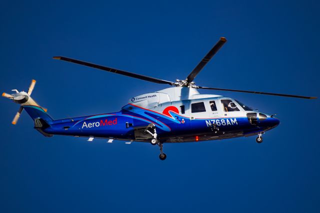 Sikorsky S-76 (N768AM) - Beacon shot of AeroMed 1 (N768AM) on approach to the Butterworth Hospital helipad on December 16th 2023