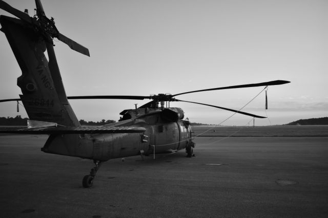 — — - Early morning with a Blackhawk on the ramp