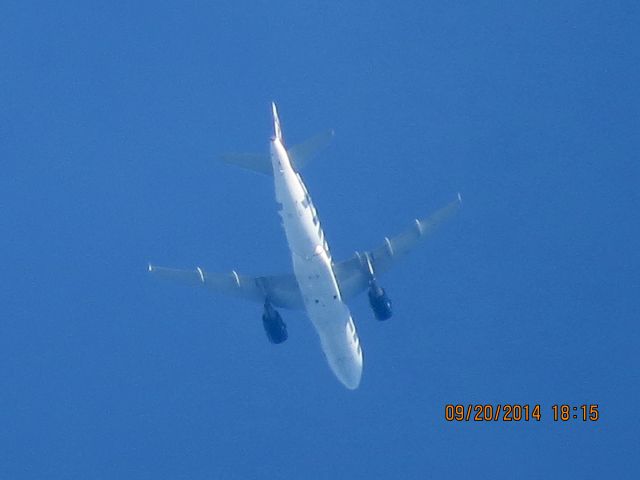 Airbus A319 (N922FR) - Frontier Airlines flight 226 from Denver to Branson Missouri over Baxter Springs Kansas (78KS) at 28,000 feet.