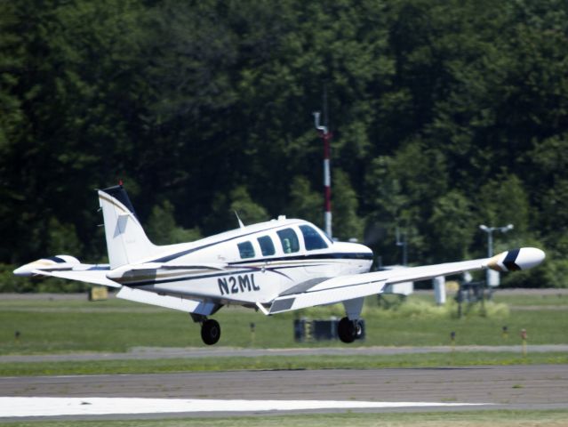Beechcraft Bonanza (36) (N2ML) - Landing runway 08. 10 June 2015.