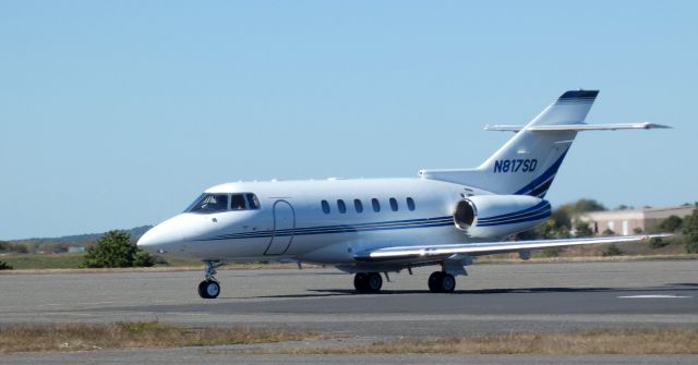 Hawker 800 (N817SD) - Taxiing to parking is this 2001 Raytheon Hawker 800XP in the Autumn of 2022.