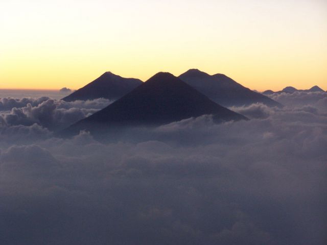 — — - Volcanos near Guatamala City.