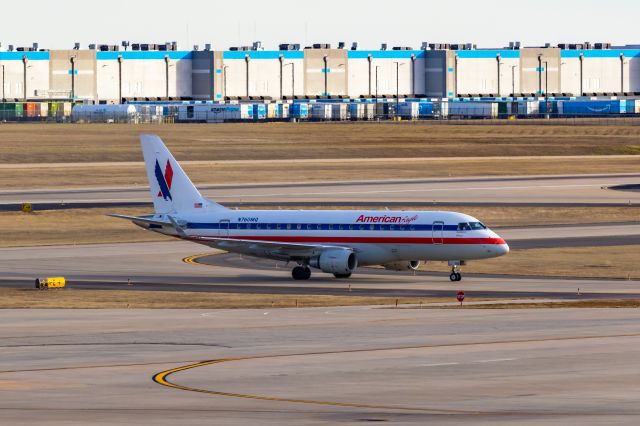 Embraer 170/175 (N760MQ) - American Eagle Embraer 170 in Pre-merger retro livery taxiing at OKC on 1/1/23. Taken with a Canon R7 and Tamron 70-200 G2 lens. I've been on a quest for over a year now to get photos of all 12 of the AA retro planes, and this was my last one! Hopefully it'll come into PHX someday so I can REALLY complete the set! 