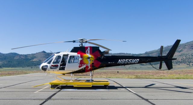 Eurocopter AS-350 AStar (N855MB) - CareFlight helicopter waiting for the call at Nervino Airport near Portola, Ca.