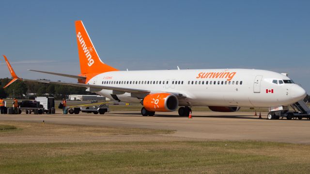 Boeing 737-800 (C-GOWG) - Arrived direct from Montreal with the Disney on Ice team onboard. Montreal must have some sort of customs pre-clearance, because Tupelo definitely doesn't have a customs facility!