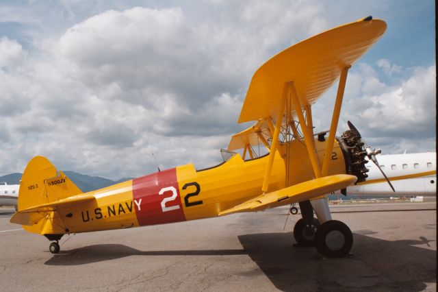 Boeing PT-17 Kaydet (N500JV) - July 2004 in Missoula. My CFI got to fly this one!! 