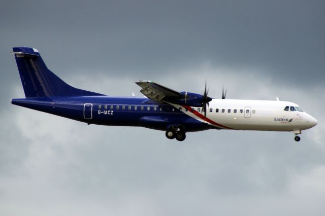 ATR ATR-72 (G-IACZ) - On short finals for rwy 09L on 15-Oct-20 operating flight EZE333 from EGNV.