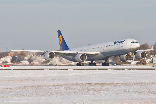 Airbus A340-600 (D-AIHH) - LH422 touching down from FRA on 22L - D-AIHH Wiesbaden on FlightAware.Com !