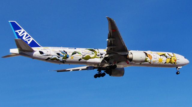 Boeing 777 (JA784A) - ANA Pokemon livery 777 landing at Chicago O'Hare Feb 1 2025 