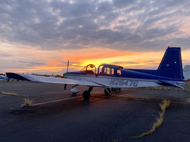 Grumman AA-5 Tiger (N28476) - Grumman N28476 basking in the glow of an evenings sunset prior to a night flight.